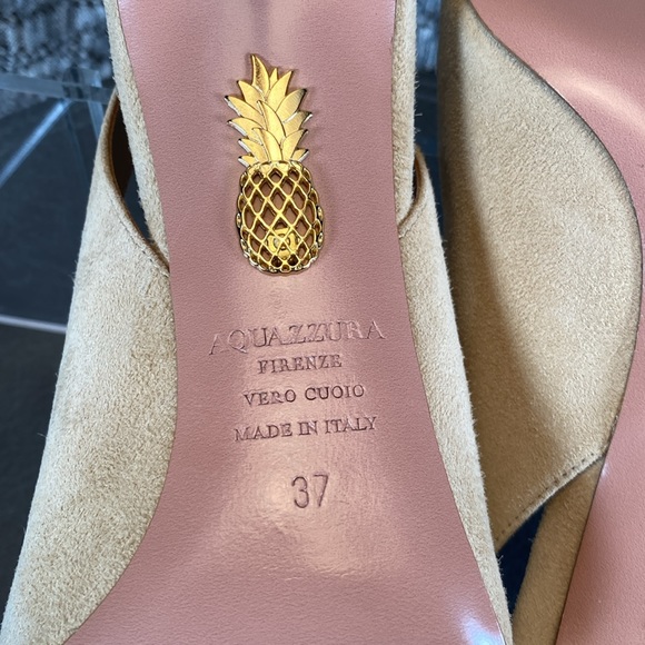 Aquazzura Bow Tie Pump 85mm Heels Nude Size 37 - Picture 15 of 15